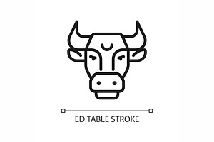 Bull head pixel perfect linear icon, an Outline Icon by IMG Visuals