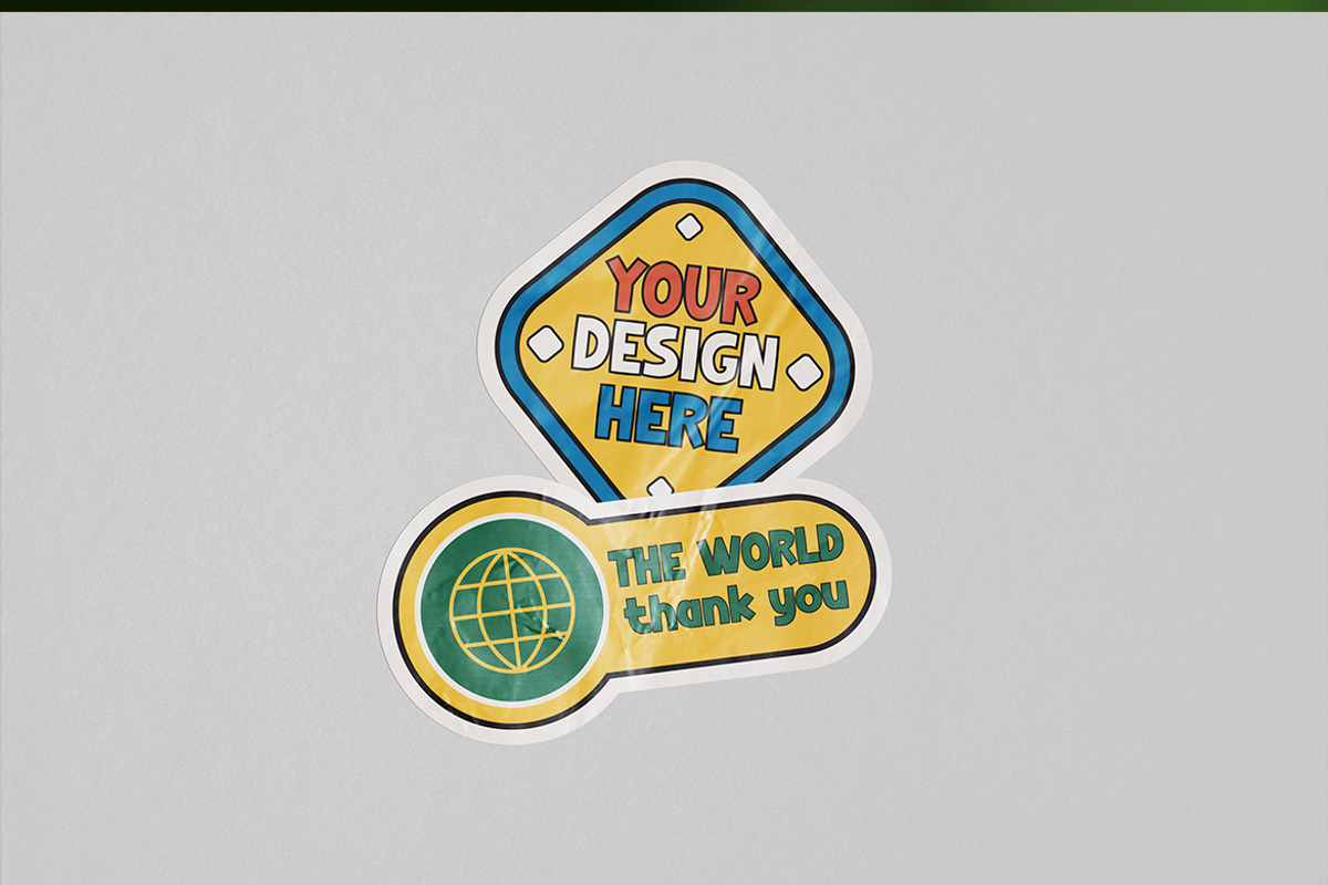Retro Sticker Mockup, a Merchandise Mockup by Artlogs x Modaldesain (Photo 2 of 3)