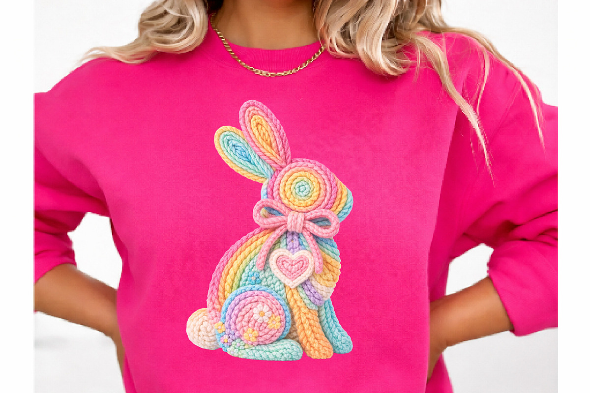 Faux Yarn Easter Bunny Png, an Illustration by Watercolor design (Photo 4 of 6)