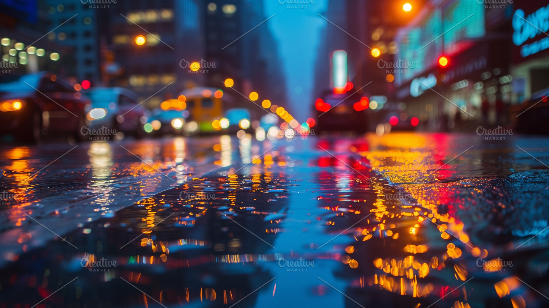 City street lights in rain, a Transportation Photo by MistyDay