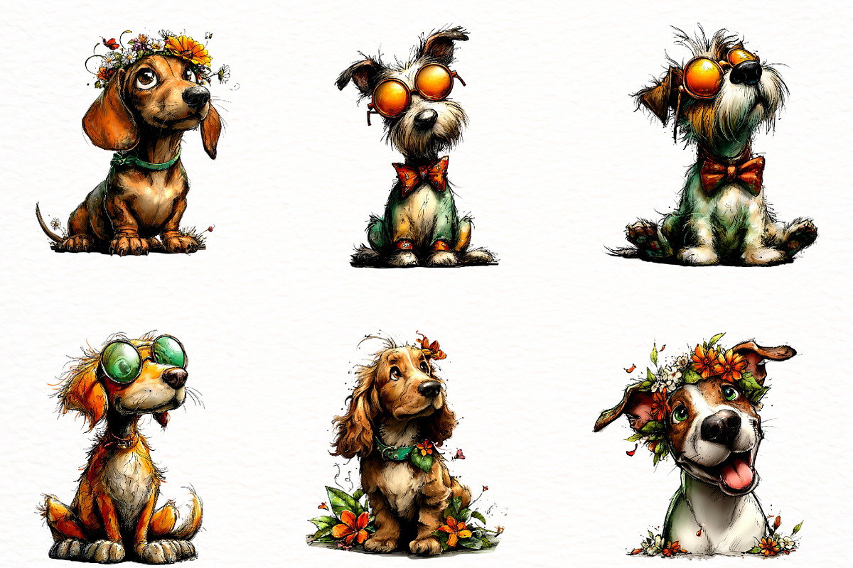 Whimsical Summer Dog clipart, an Illustration by Designworld (Photo 2 of 7)