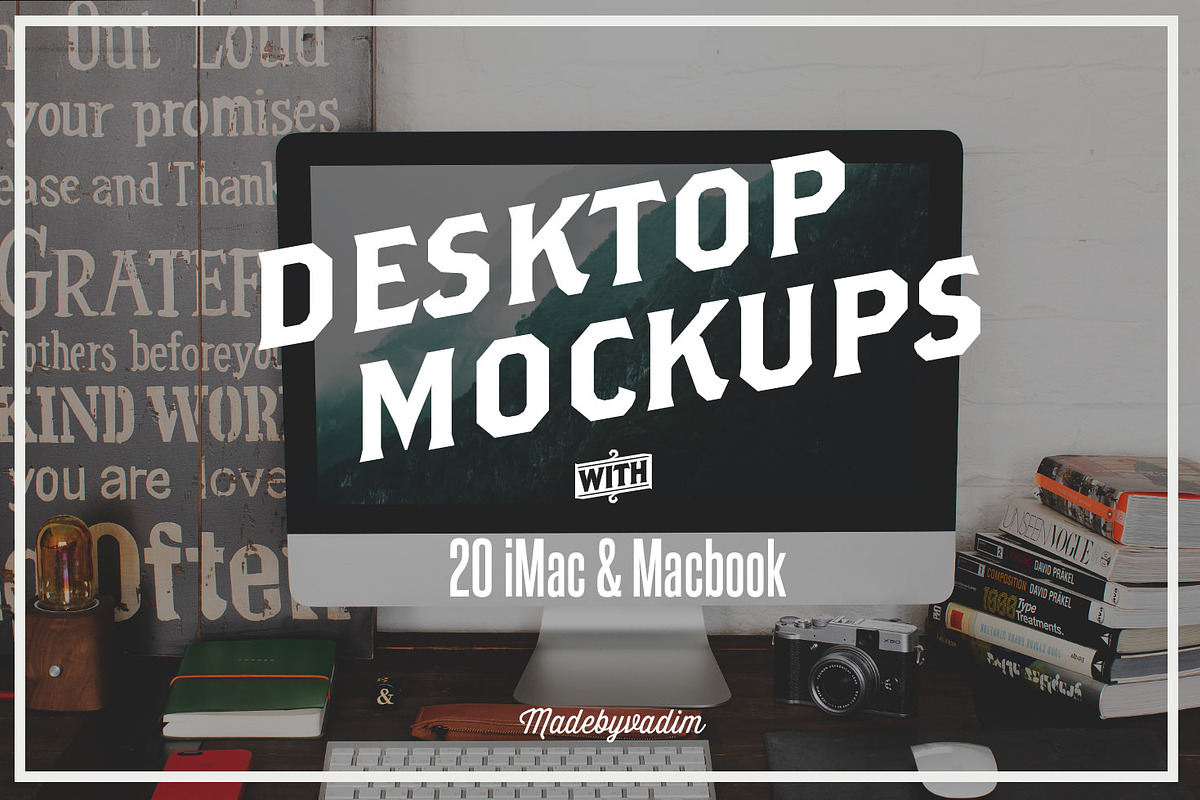 20 iMac & Macbook screen mockups, an iPhone Mockup by Madebyvadim (Photo 1 of 5)