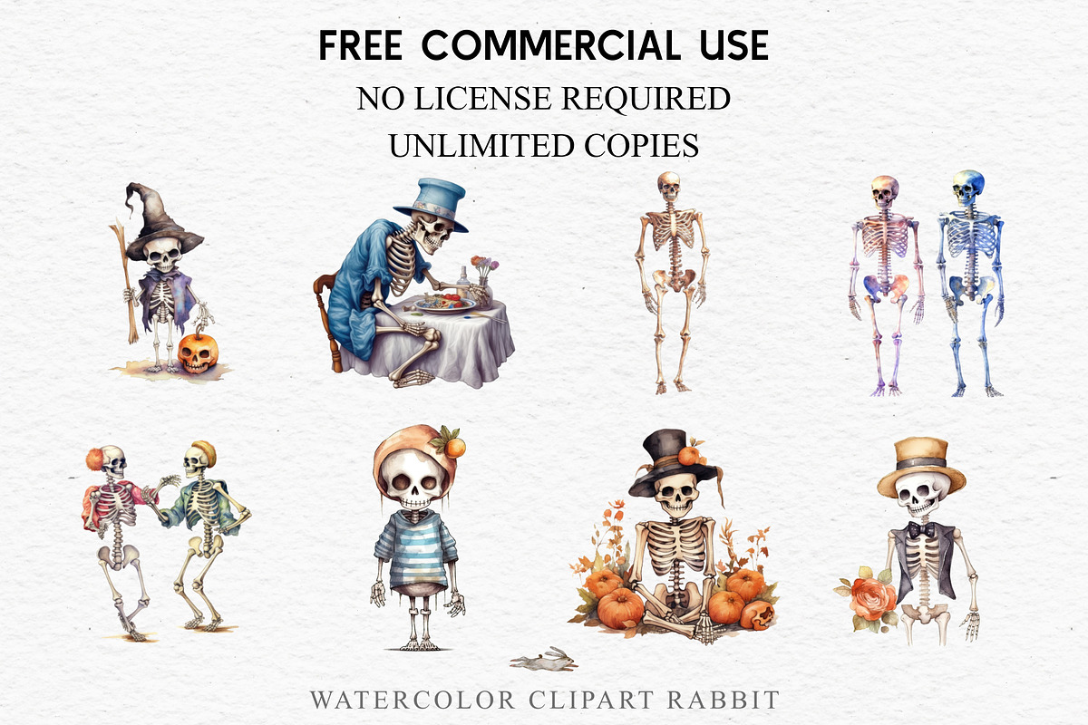 Cute Skeleton Skull Halloween Creepy, a Seasonal Illustration by Rabbit Heart (Photo 6 of 10)