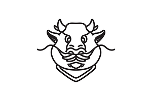 head dragon cartoon old line logo, a Branding & Logo Template by devastd