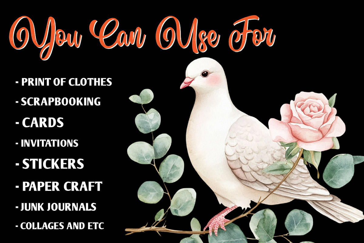 Summer Wedding Doves Clipart, an Illustration by CreationArt (Photo 7 of 9)