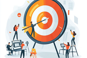Team hitting target achieving goals, an Abstract Photo by Pixeness Studio
