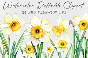 Watercolor Daffodils Clipart, an Illustration by Libby Wishes