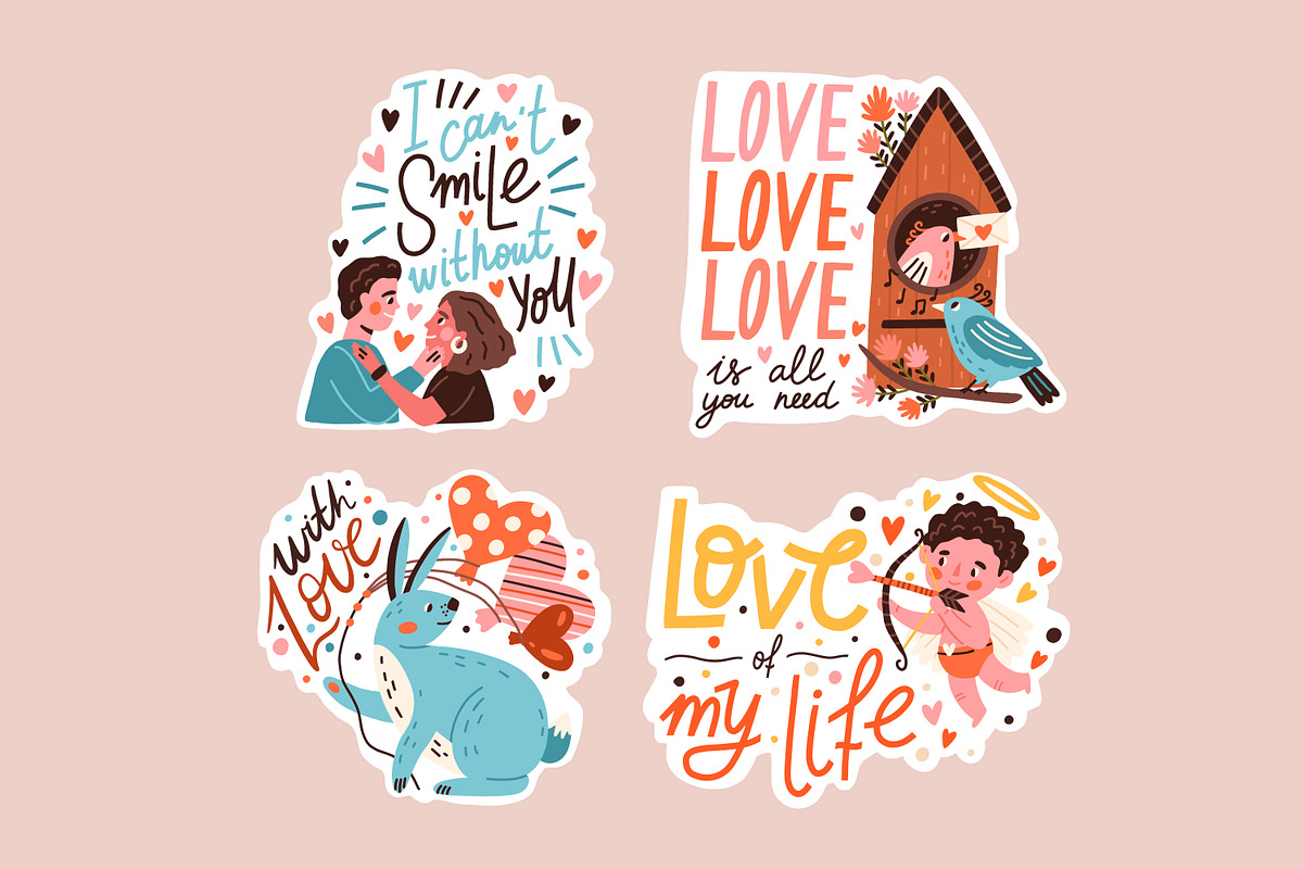 Valentine's day lettering stickers, a Decorative Illustration by Good Studio (Photo 3 of 6)