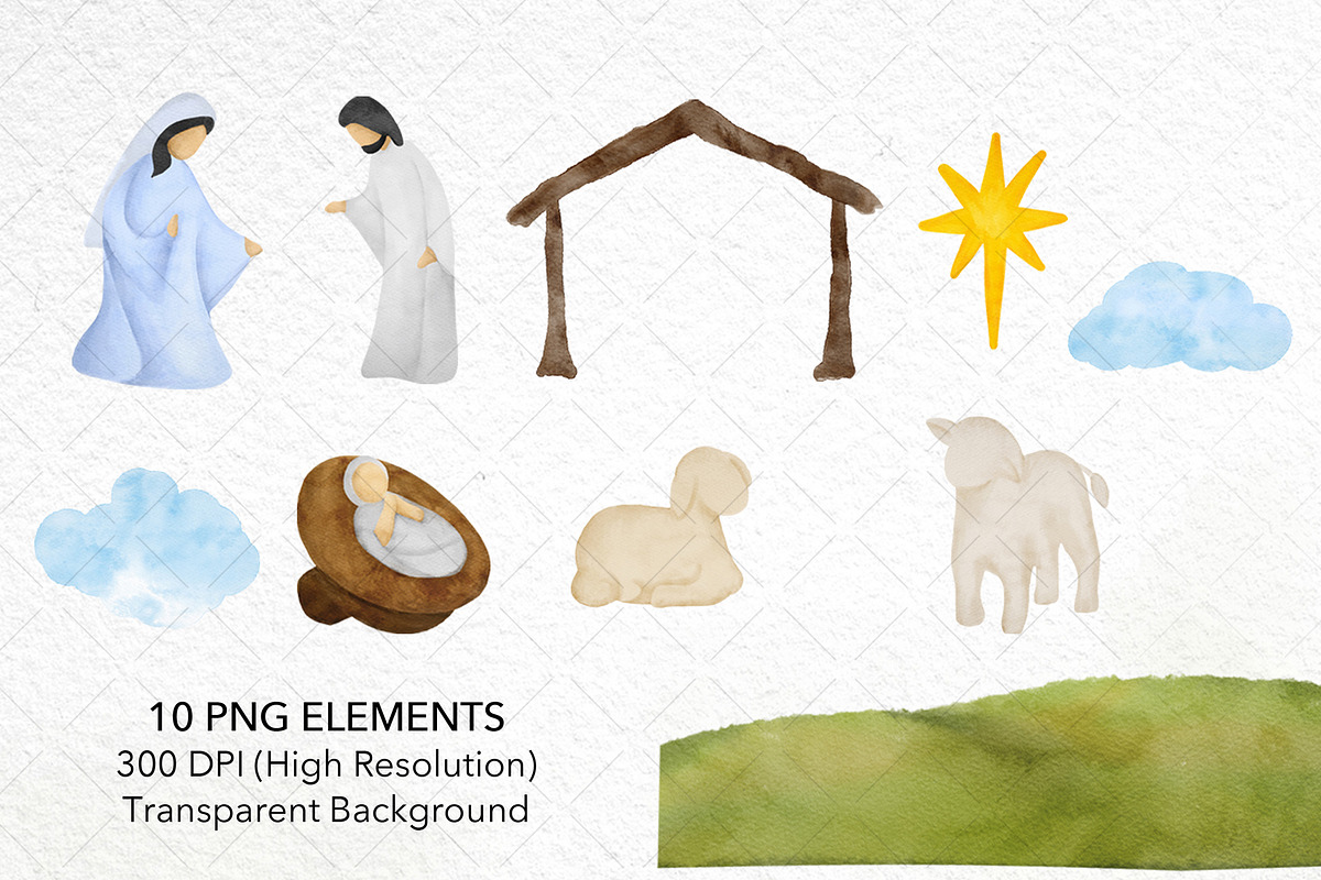 Watercolor Christmas Nativity Scene, an Illustration by NancyDzines (Photo 2 of 4)