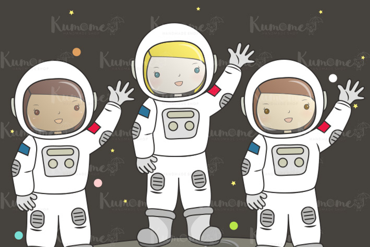 The Astronaut & Friends clipart set, an Illustration by Kumame (Photo 2 of 5)