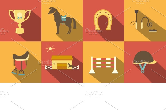 Flat Style Horse Icons