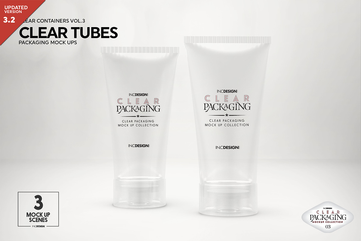Clear Cosmetic Tube Mockups, a Packaging Mockup by INCDesign (Photo 2 of 9)