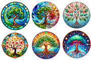 Tree of Life Stained Glass Clipart, an Illustration by Designworld (Thumbnail 3 of 6)