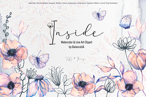 Inside Watercolor Floral Clipart