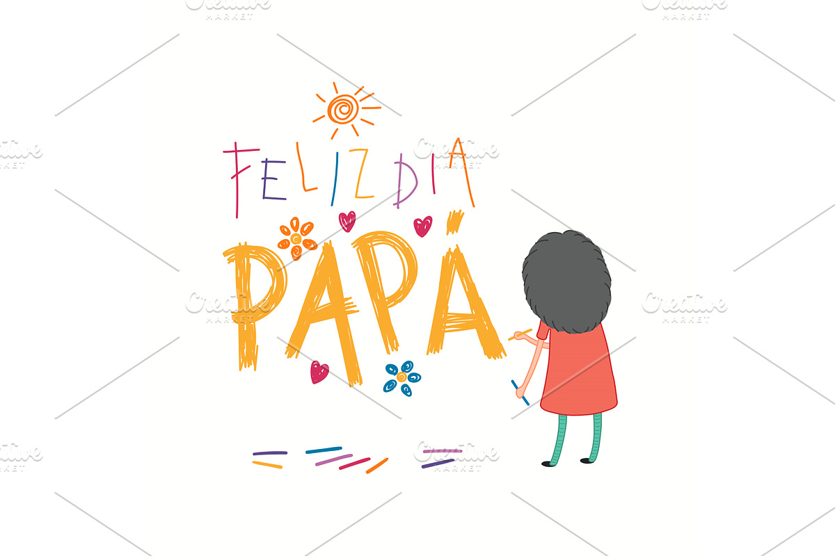 Fathers Day card with girl drawing, an Object Illustration by sceptical cactus