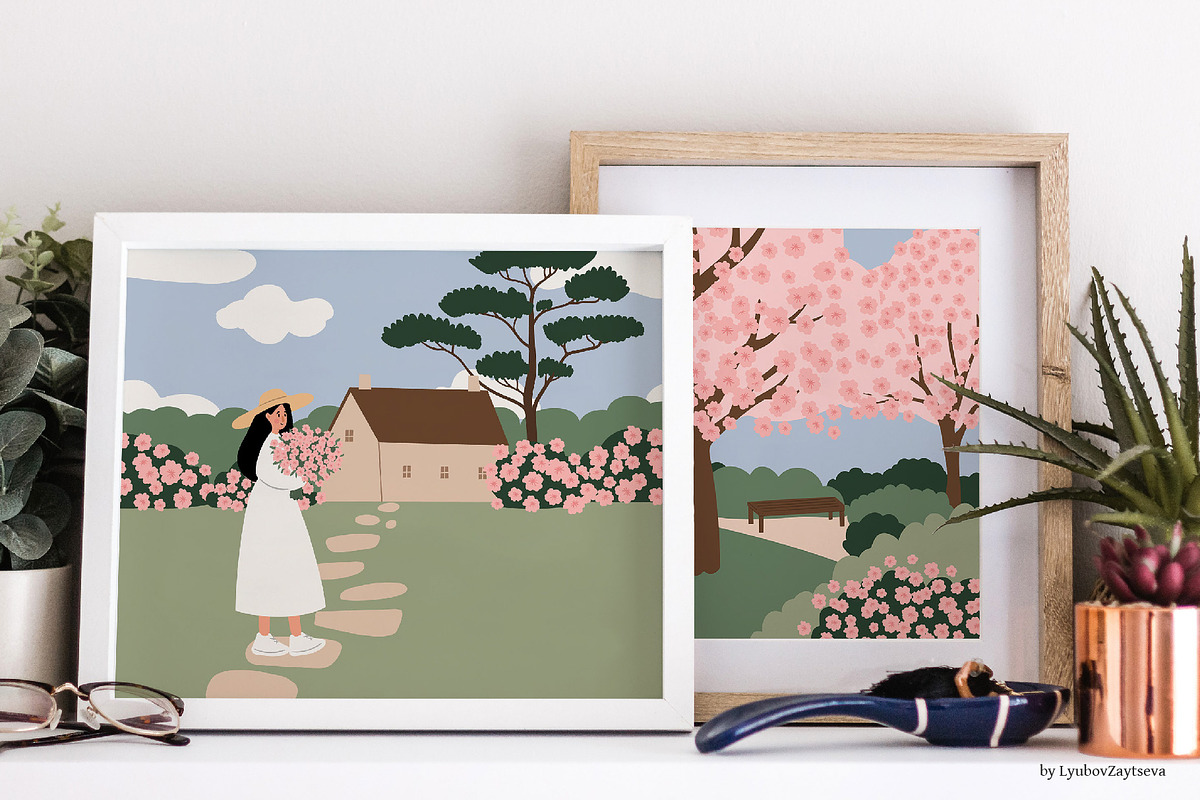 Blossom | Women in nature scenes, a Seasonal Illustration by LyubovZaytseva (Photo 5 of 19)