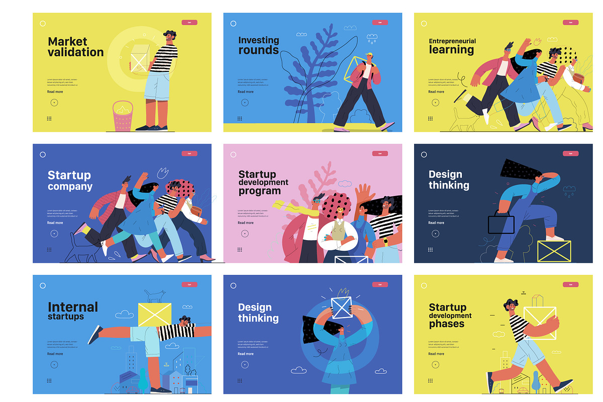 Startups flat vector illustrations, a Templates & Theme by Grivina's shop (Photo 45 of 45)