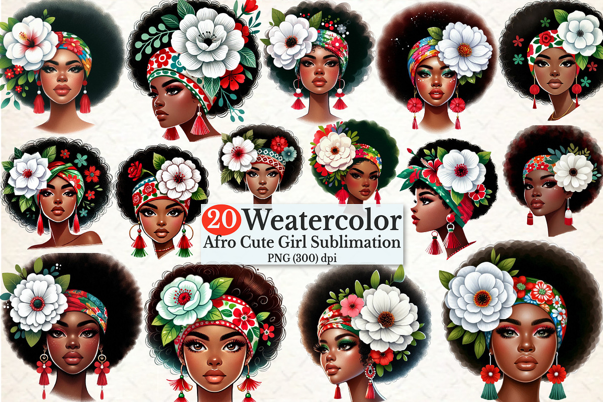 Black History Month Afro Girl Clipar, a Seasonal Illustration by Rose Art (Photo 1 of 4)