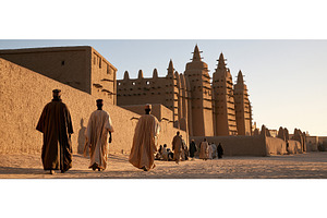 Men in Traditional Robes Walking, an Architecture Photo by piter.goskov