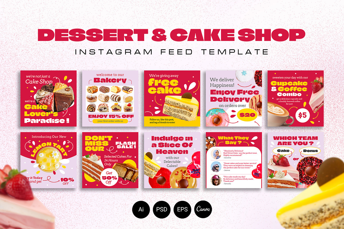 Dessert and Cake Shop Instagram Feed, a Social Media Template by Jiwstudio (Photo 1 of 5)