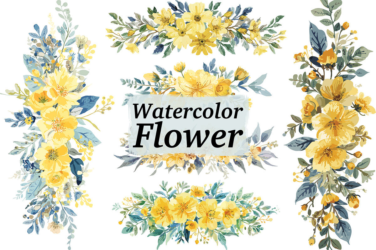 Sunny Yellow Floral Set, an Illustration by Designs_River (Photo 1 of 11)