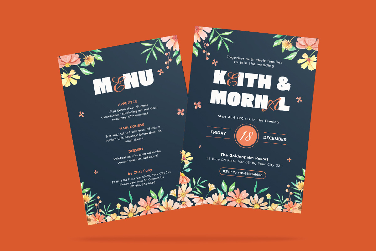 Fest Floral Wedding Invitation, an Invitation Template by iDoodle Studio (Photo 1 of 3)