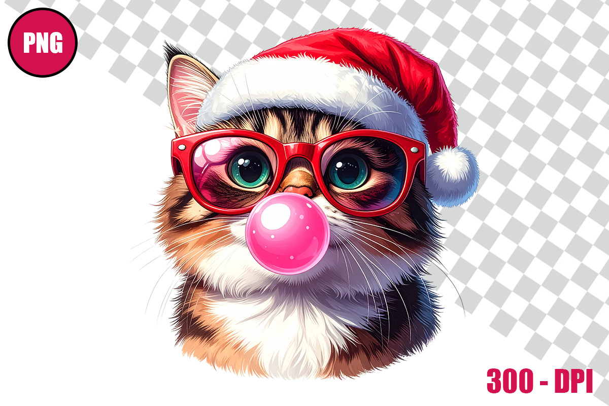 Christmas Cat Bubble Gum Clipart, an Animal Illustration by taramija (Photo 10 of 11)