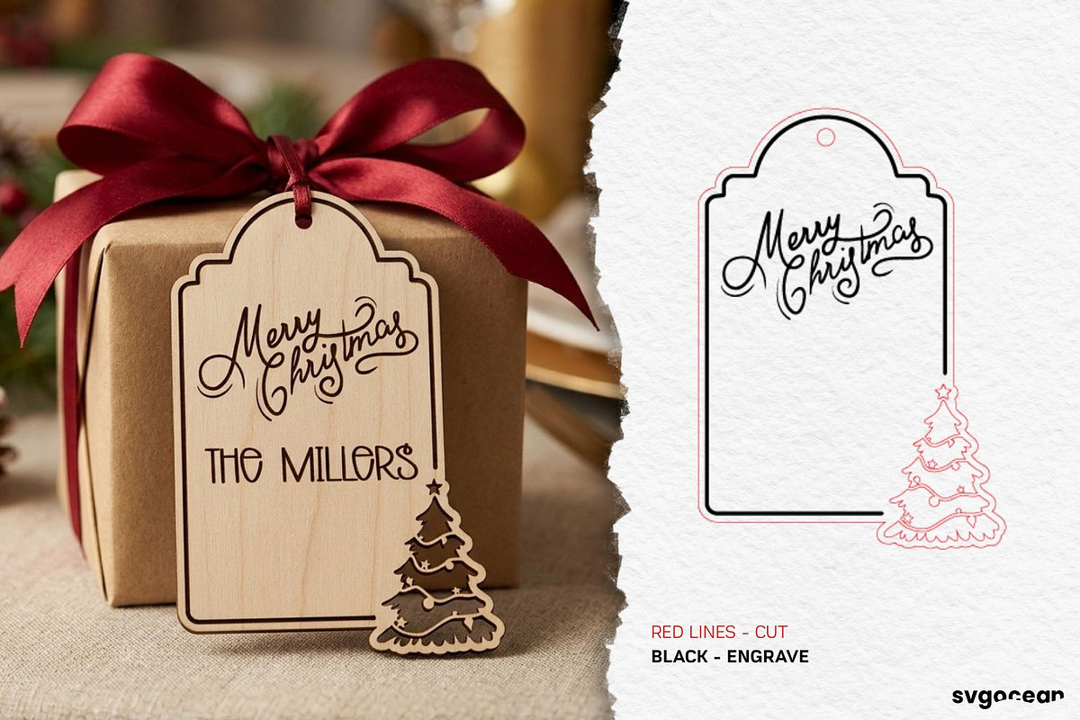 Christmas Gift Tag SVG Bundle, a Decorative Illustration by svgocean (Photo 15 of 17)