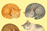 PNG Cute Watercolour Cats Clip Art, an Animal Illustration by Night Crawler Creations (Thumbnail 3 of 3)