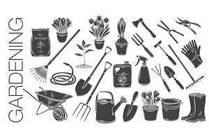 Gardening tools and plants, an Object Illustration by VictoriaSergeeva