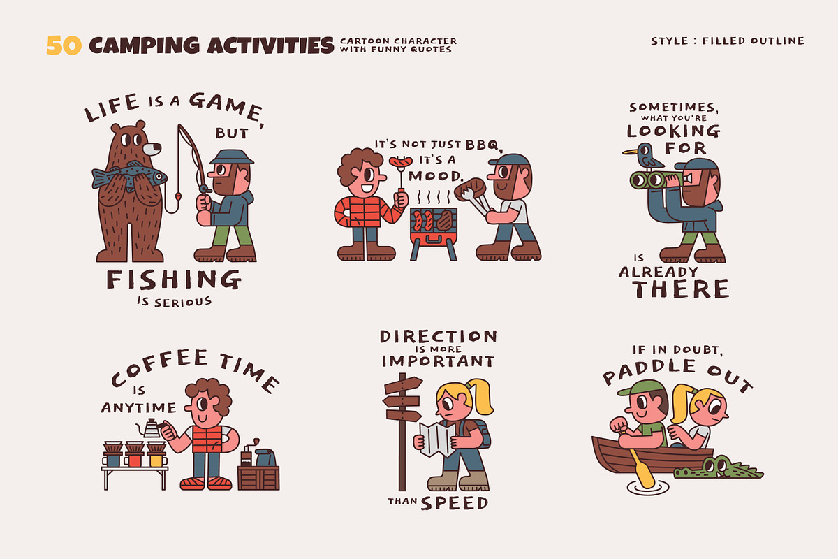 50 Camping Activities, an Illustration by monkik (Photo 3 of 21)