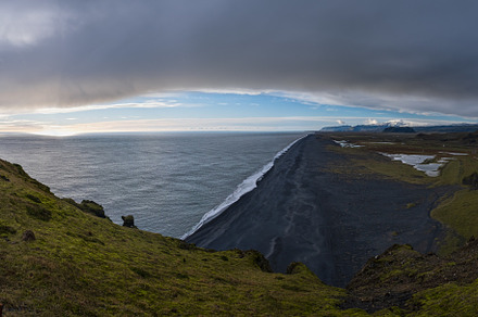 Picturesque autumn evening view to endless ocean  black volcanic, a Nature Photo by YuriyB
