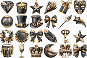 Black and Gold New Year Clipart, an Illustration by Libby Wishes (Thumbnail 2 of 7)