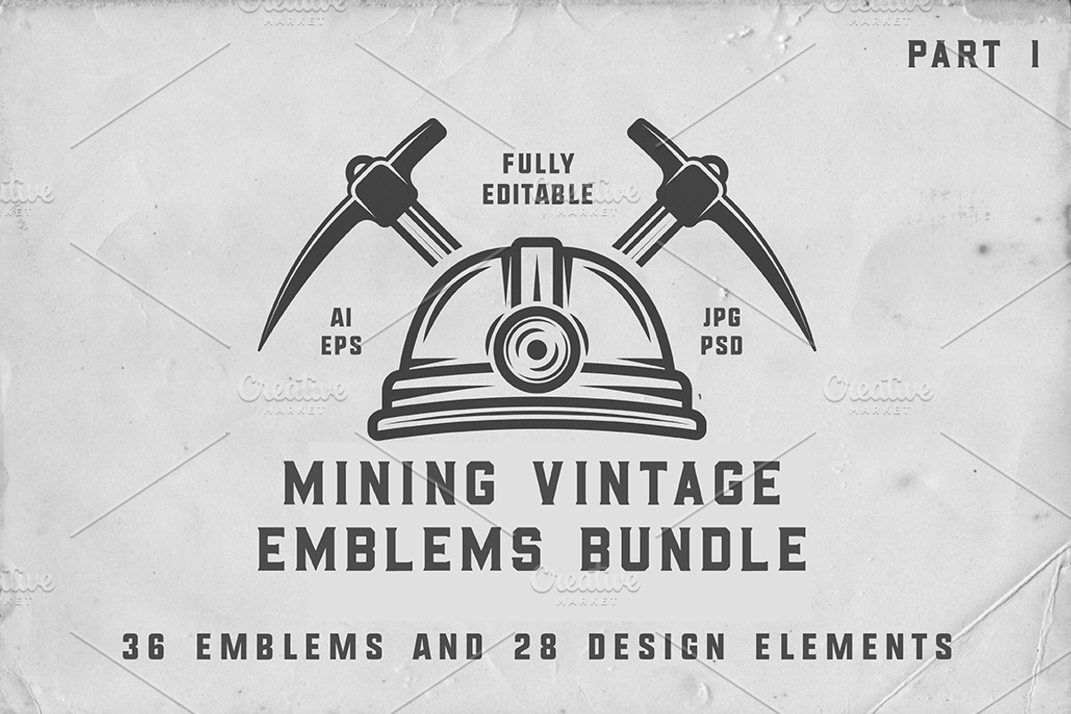 36 Vintage Mining Emblems part 1, a Branding & Logo Template by AkimD (Photo 1 of 6)