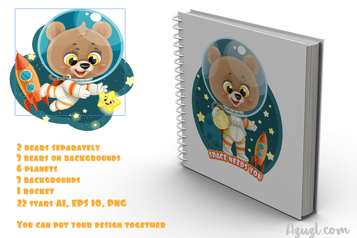 Bear in space, an Animal Illustration by Azuzlikus (Photo 2 of 5)