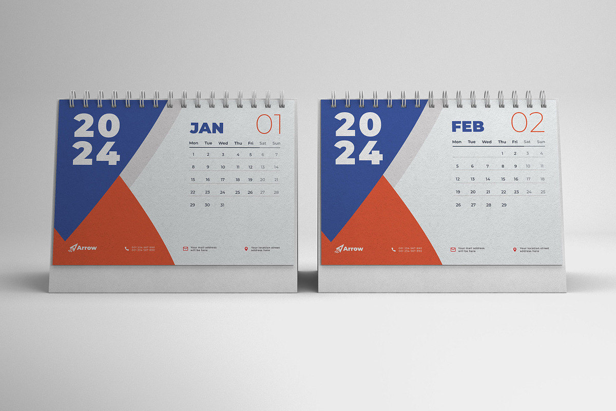 Desk Calendar 2024, a Stationery Template by Uiparvin (Photo 2 of 2)