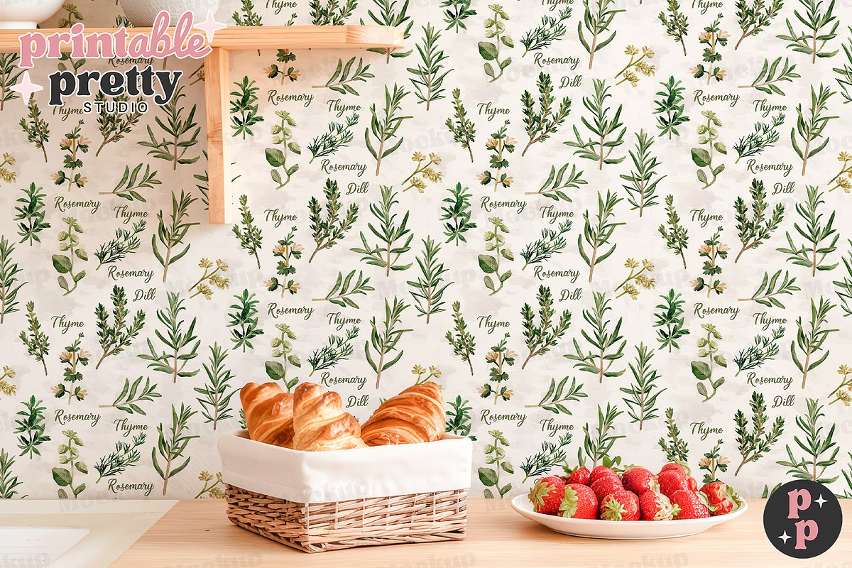 Cottage Kitchen Wallpaper Mockup PSD, a Product Mockup by Printable Pretty Studio (Photo 4 of 11)