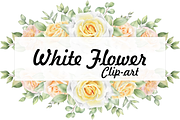 Watercolor White Floral Clipart Set, an Illustration by Digi_Design_World (Thumbnail 1 of 5)