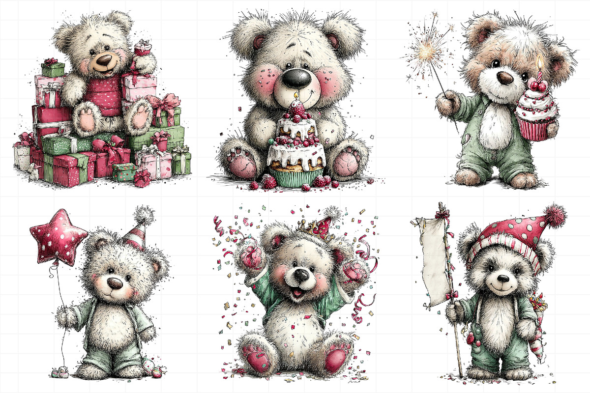 Birthday Teddy Bear Clipart Bundle, an Illustration by Daily.Designs (Photo 5 of 8)