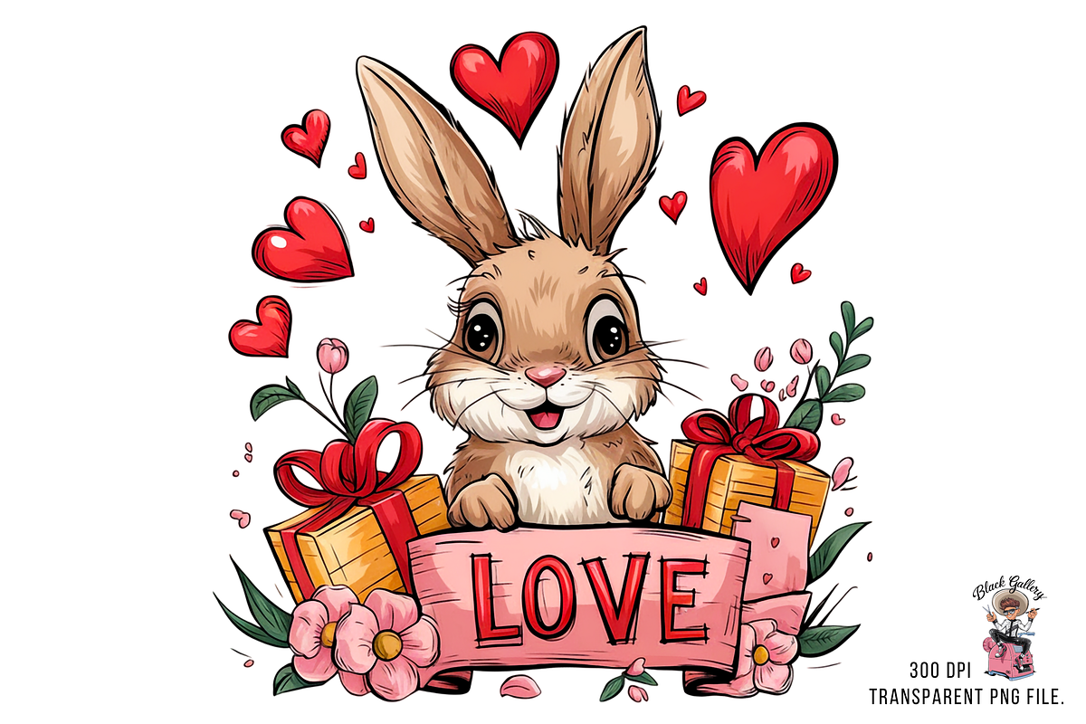 Bunny love PNG Clipart Bundle, a Graphic by Clipart Bloom (Photo 4 of 12)