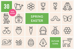 Spring and Easter Outline Icons