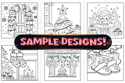 Easy Cozy Girls Christmas Coloring, a Seasonal Illustration by Craftsbeefy (Thumbnail 2 of 4)