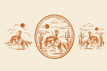 Western Cowboy Bucking Bronc Graphic