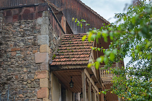 Traditional carved wooden balconies of an ancient monastery in A, a Photo by Pictures for you!!!!!!!!!
