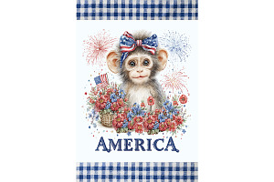 Patriotic Monkey Art for Designers, an Animal Illustration by Art Paradise Studios