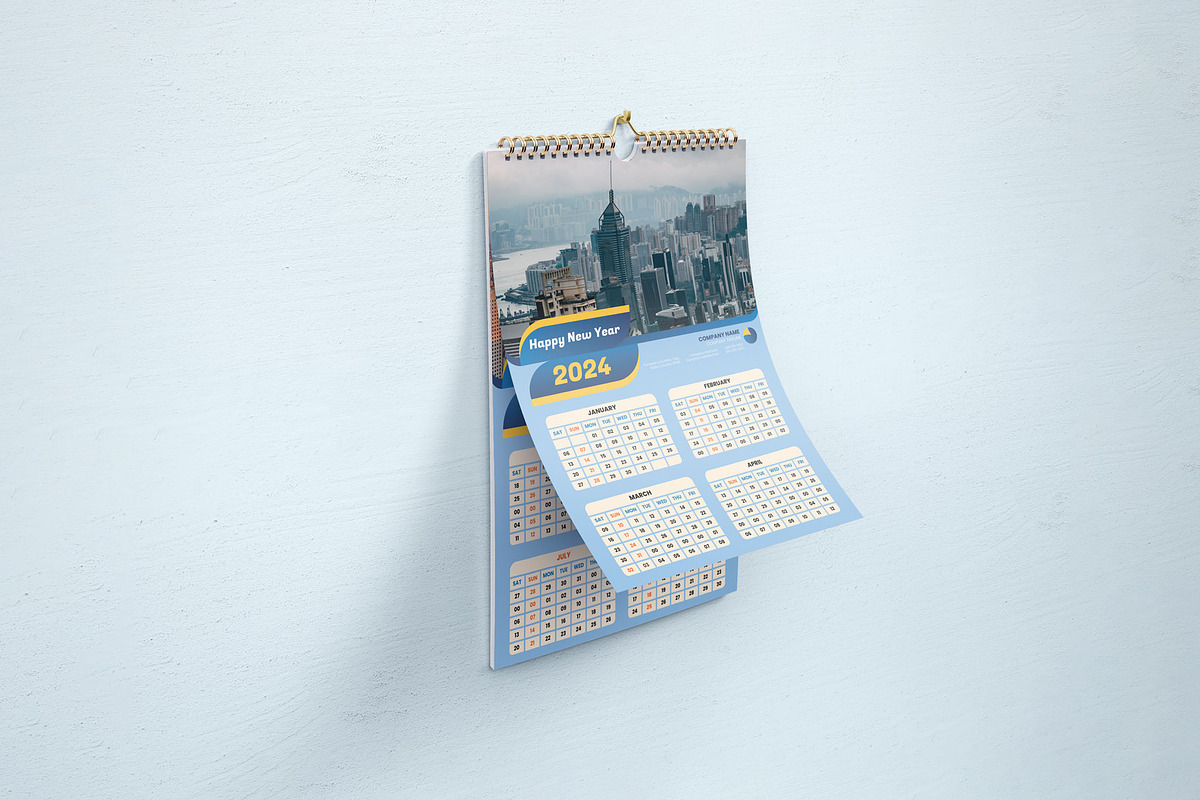Modern Wall Calendar Design 2024, a Stationery Template by Annudesign (Photo 2 of 8)