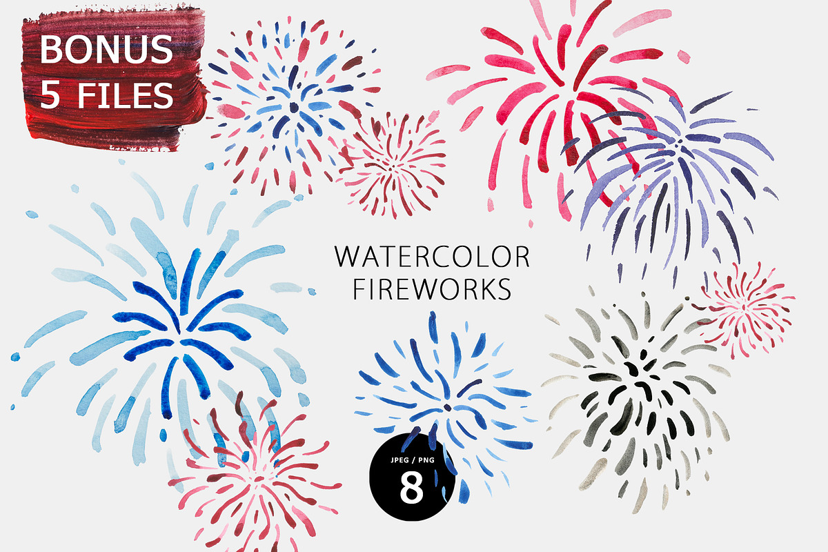 Watercolor fireworks, an Object Graphic by Design X0 (Photo 1 of 7)