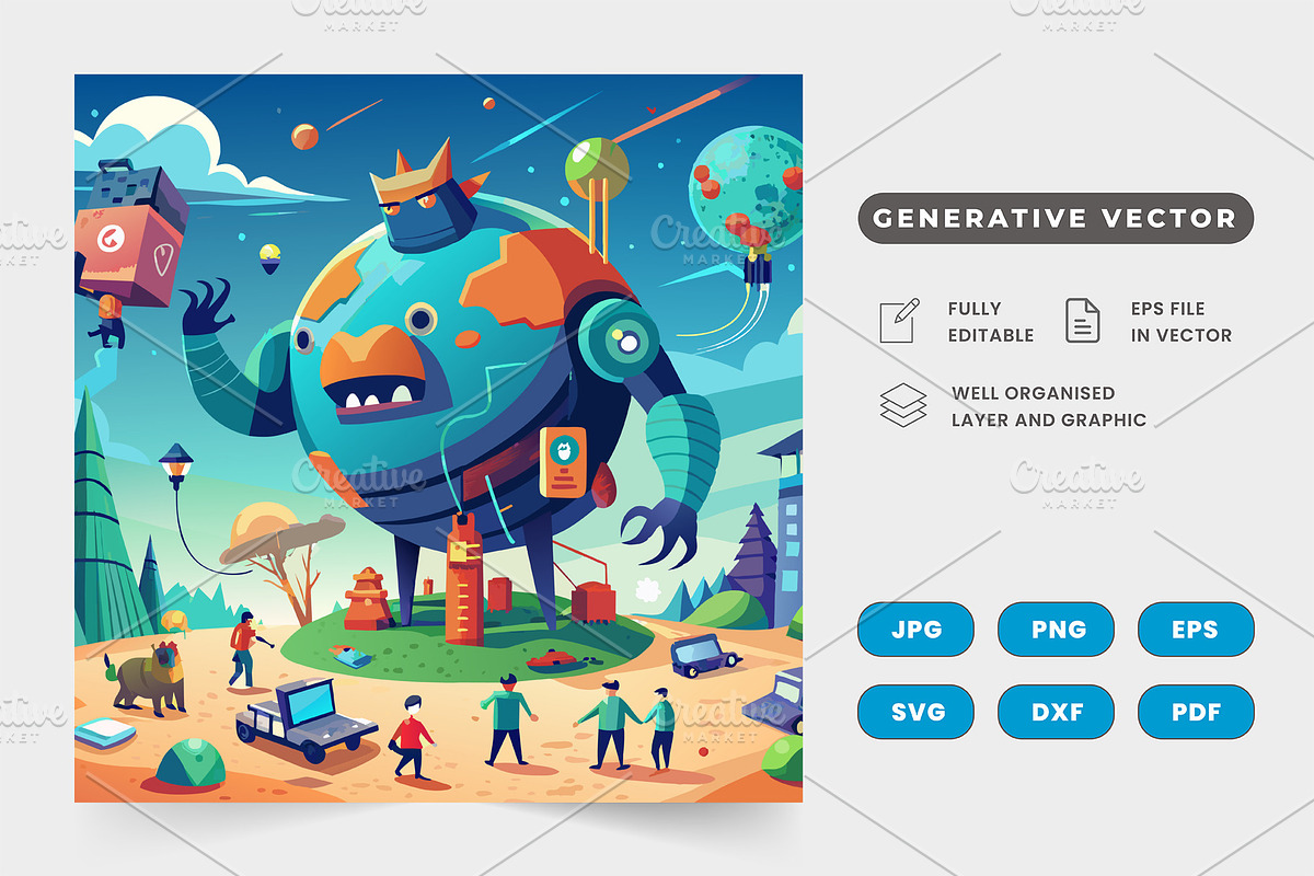 A world of giants and tiny creatures, a Graphic by SaroStock