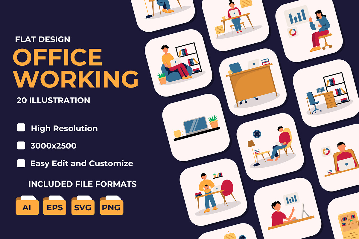 Office Working Illustration, a Work Illustration by Rishsketch (Photo 1 of 9)