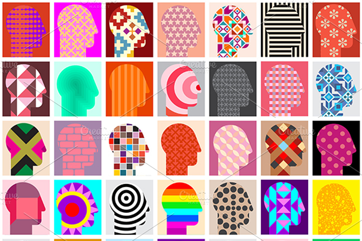 Human Head Silhouettes, a Decorative Illustration by danjazzia